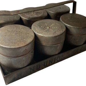Primitive Antique 1800s Grand Union Tea Company Tin Spice Caddy